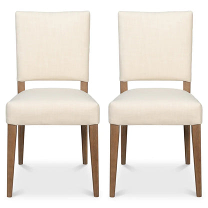 Chaise de salle à manger en chêne et lin style milieu du siècle - Lot de 2