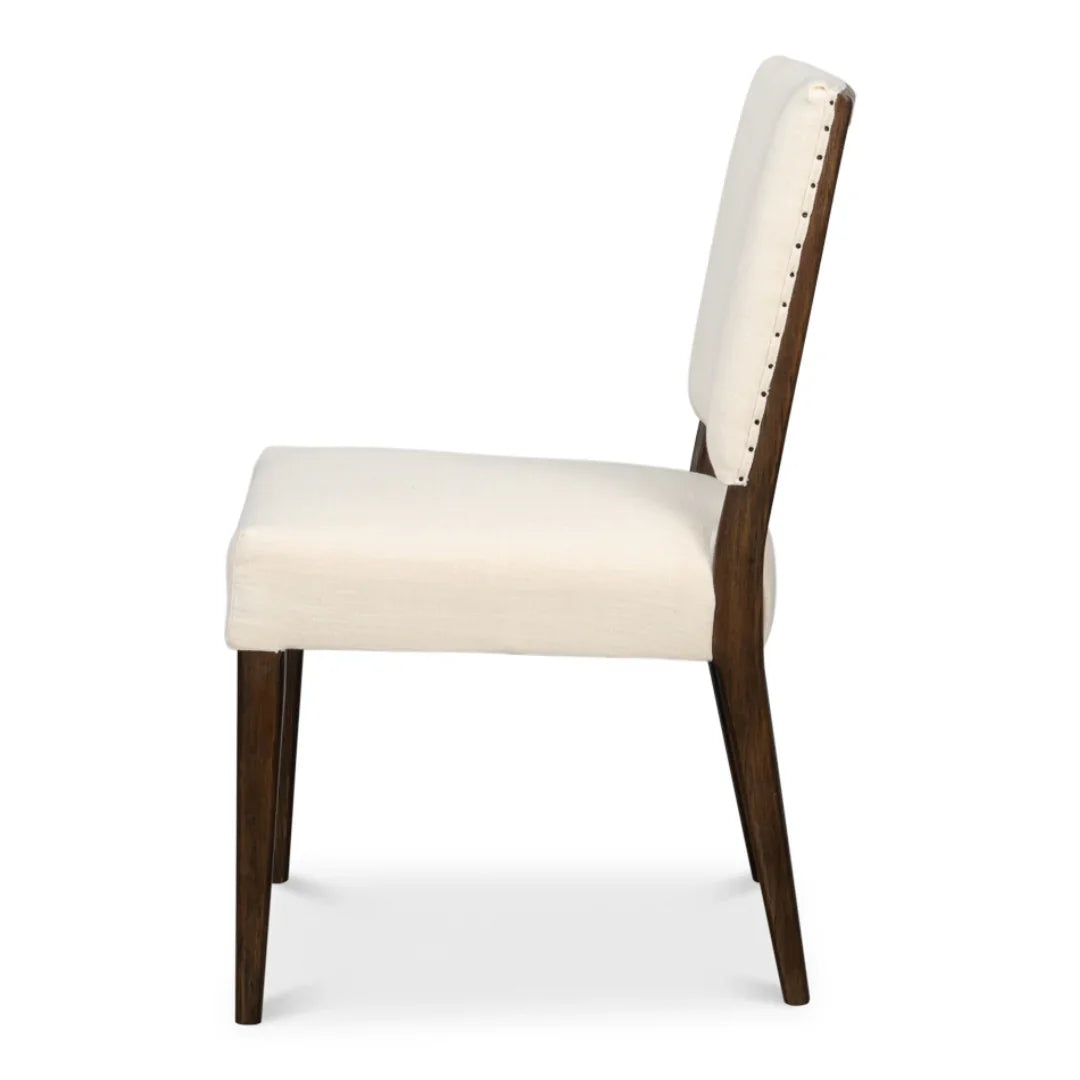 Chaise de salle à manger en chêne et lin style milieu du siècle - Lot de 2