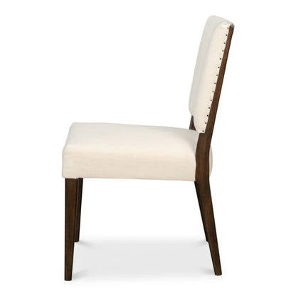 Chaise de salle à manger en chêne et lin style milieu du siècle - Lot de 2