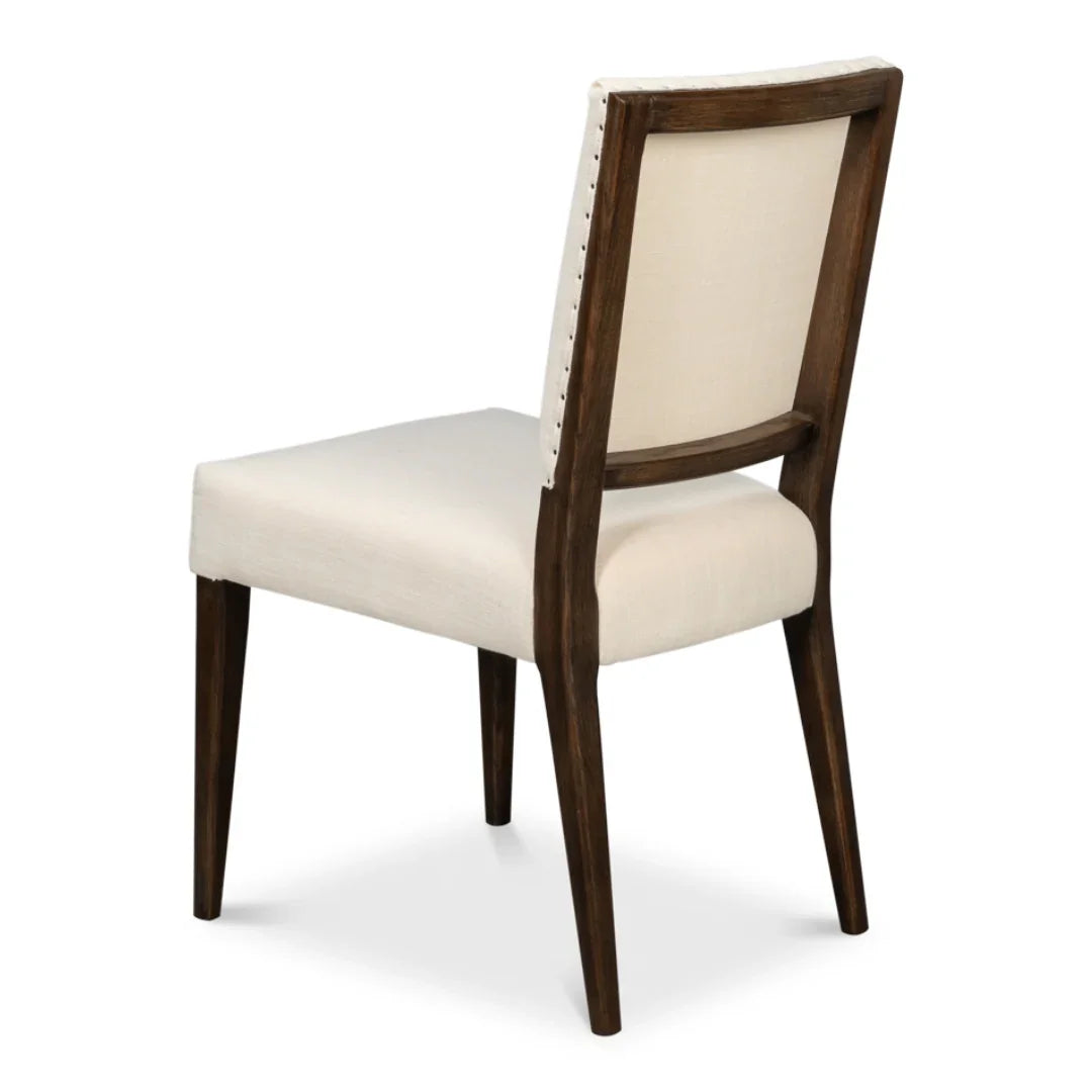 Chaise de salle à manger en chêne et lin style milieu du siècle - Lot de 2