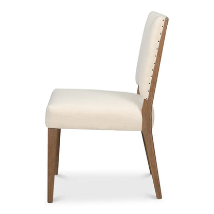 Chaise de salle à manger en chêne et lin style milieu du siècle - Lot de 2