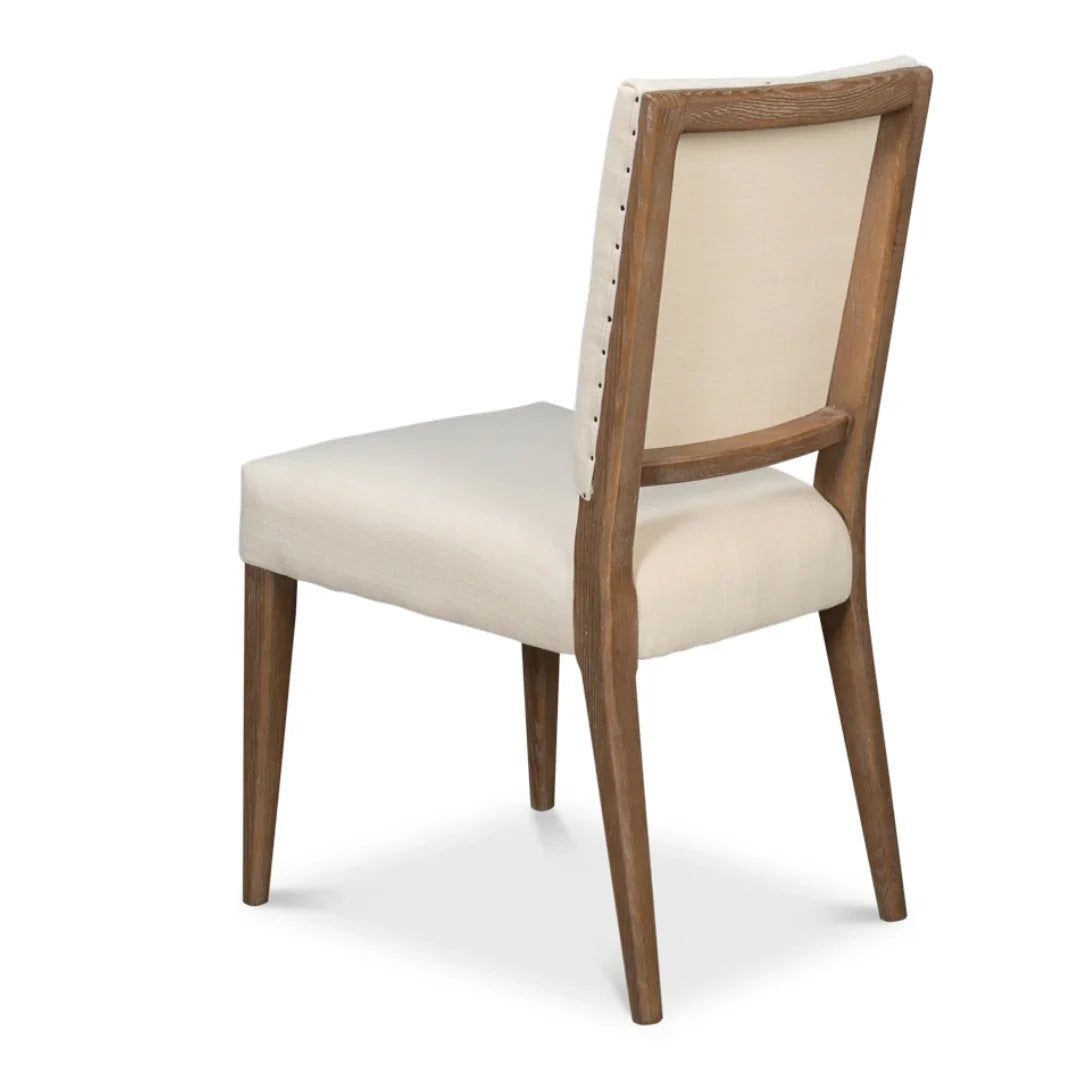 Chaise de salle à manger en chêne et lin style milieu du siècle - Lot de 2
