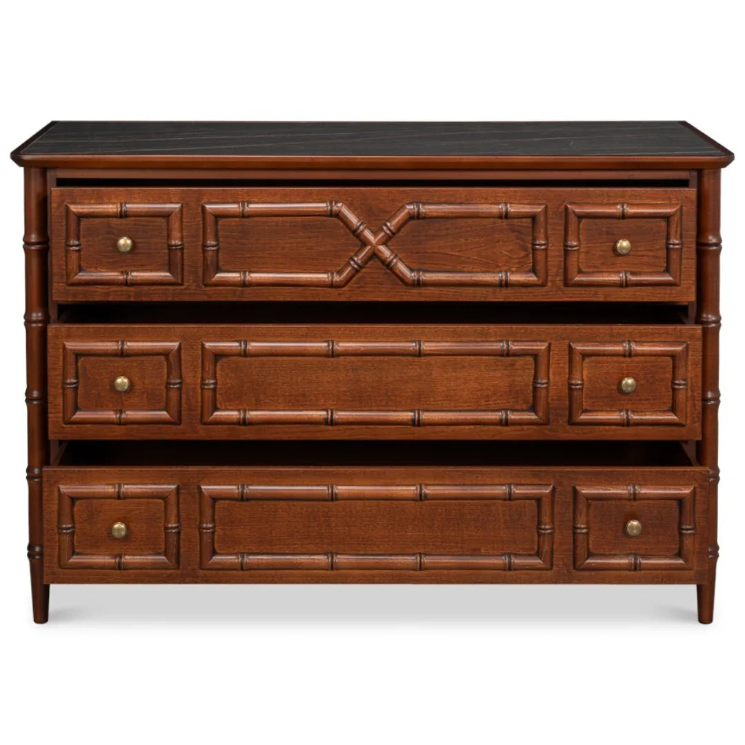 WC en bambou avec dessus en porcelaine noire