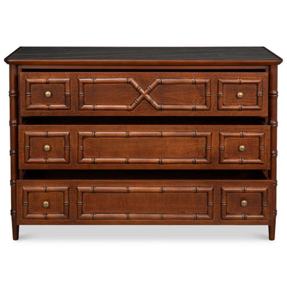 WC en bambou avec dessus en porcelaine noire