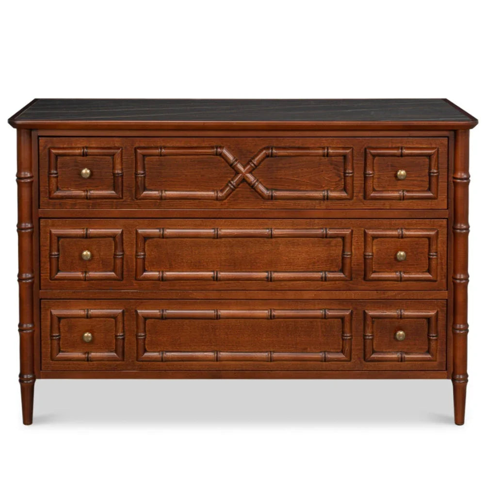 WC en bambou avec dessus en porcelaine noire