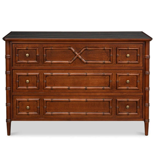 WC en bambou avec dessus en porcelaine noire