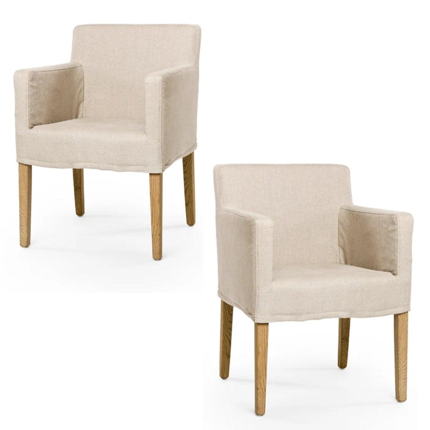 Chaise déhoussable en lin naturel