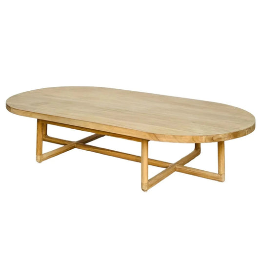 Table basse ovale en bois naturel