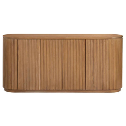 Buffet ovale en bois cannelé aux portes chaudes