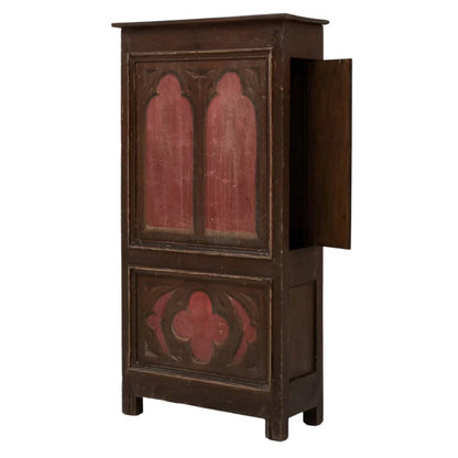 Petit cabinet néo-gothique à motifs de trèfle à quatre feuilles, vers 1900