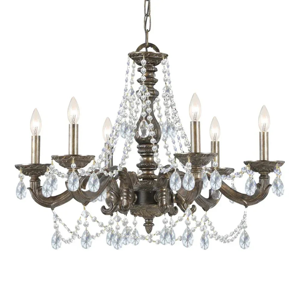 Lustre français en bronze vénitien orné de cristaux