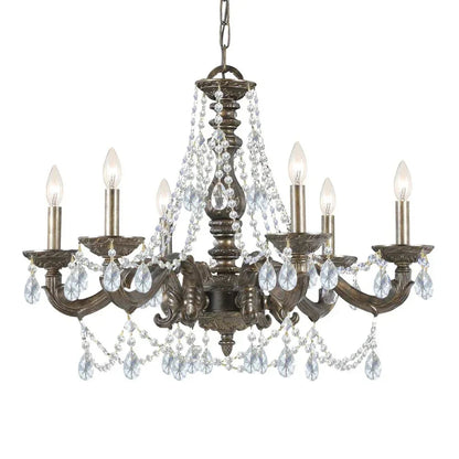 Lustre français en bronze vénitien orné de cristaux