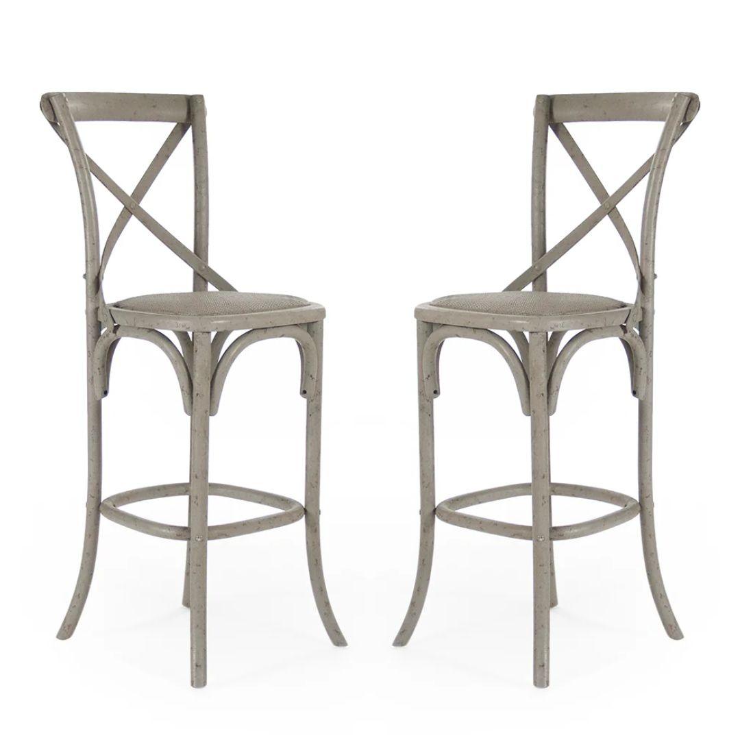 Tabouret de bar et de comptoir en bois de bouleau avec dossier croisé