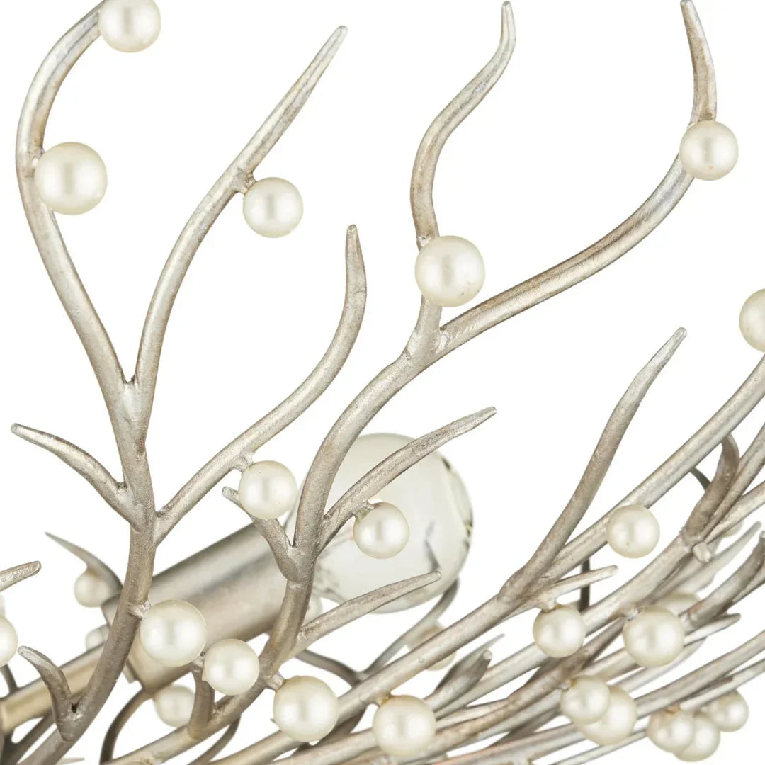 Lustre Pearl Bowl à feuilles d'argent