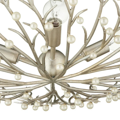 Lustre Pearl Bowl à feuilles d'argent