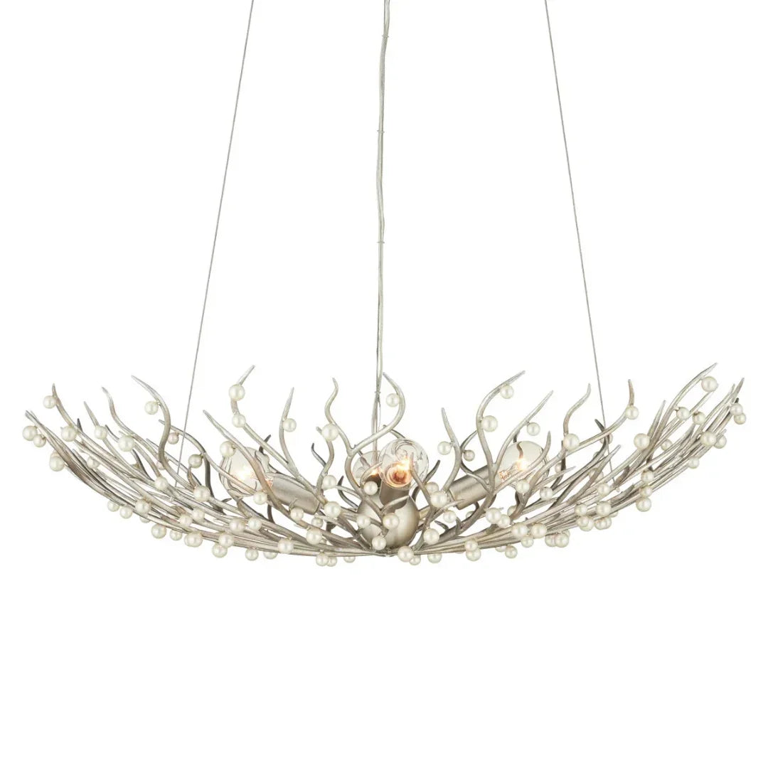 Lustre Pearl Bowl à feuilles d'argent