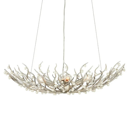 Lustre Pearl Bowl à feuilles d'argent