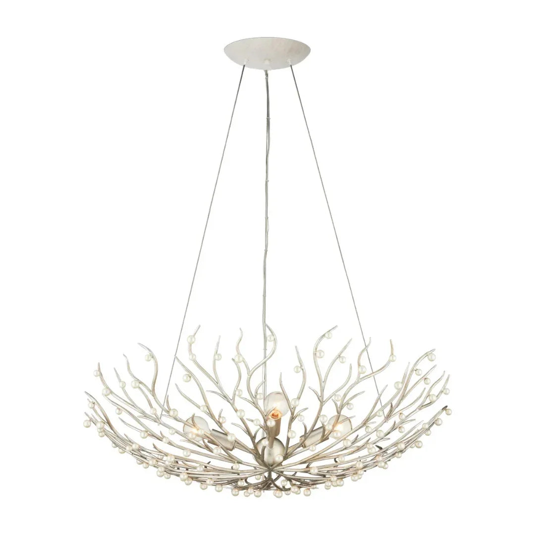 Lustre Pearl Bowl à feuilles d'argent