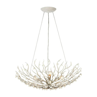 Lustre Pearl Bowl à feuilles d'argent