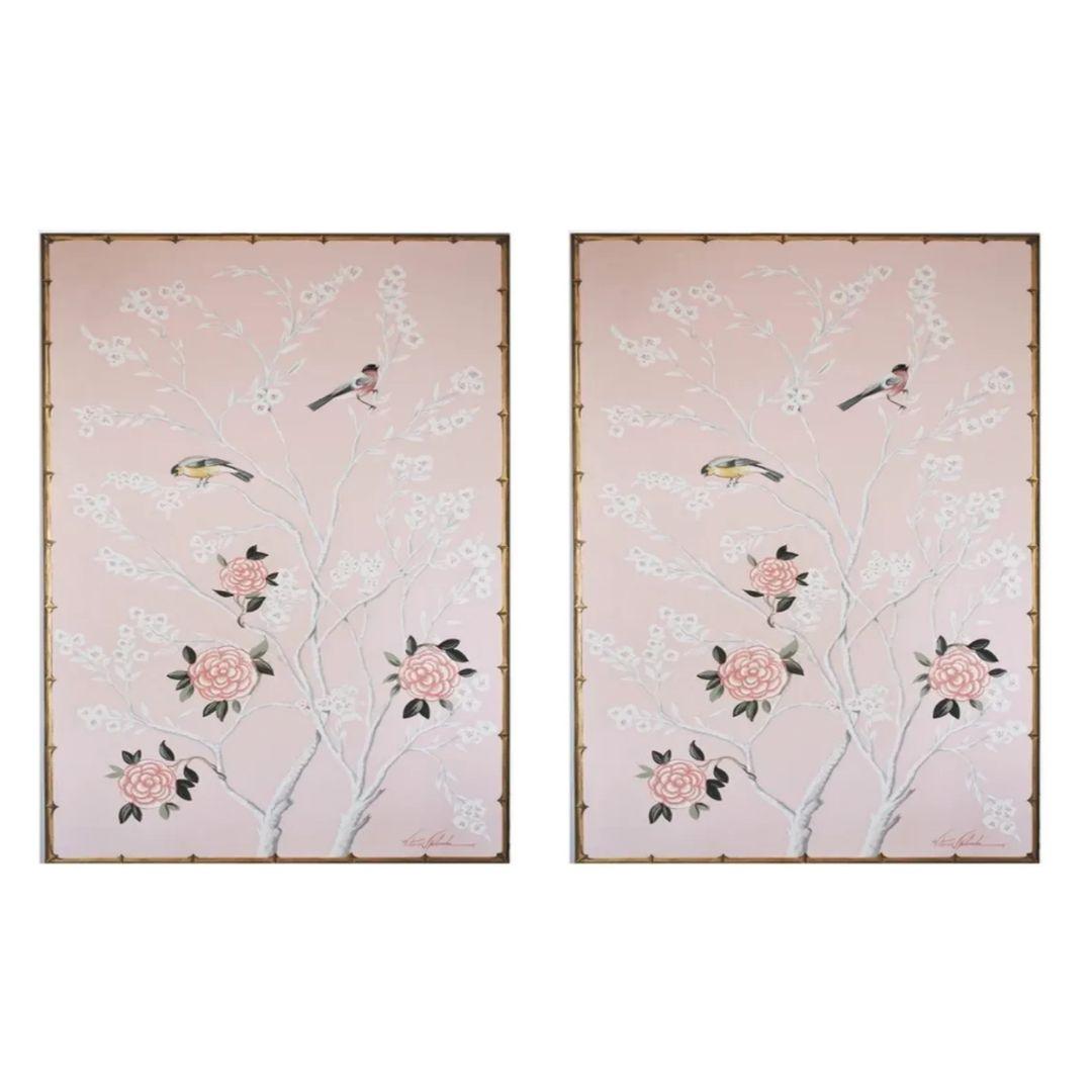 Décoration murale en faux bambou rose