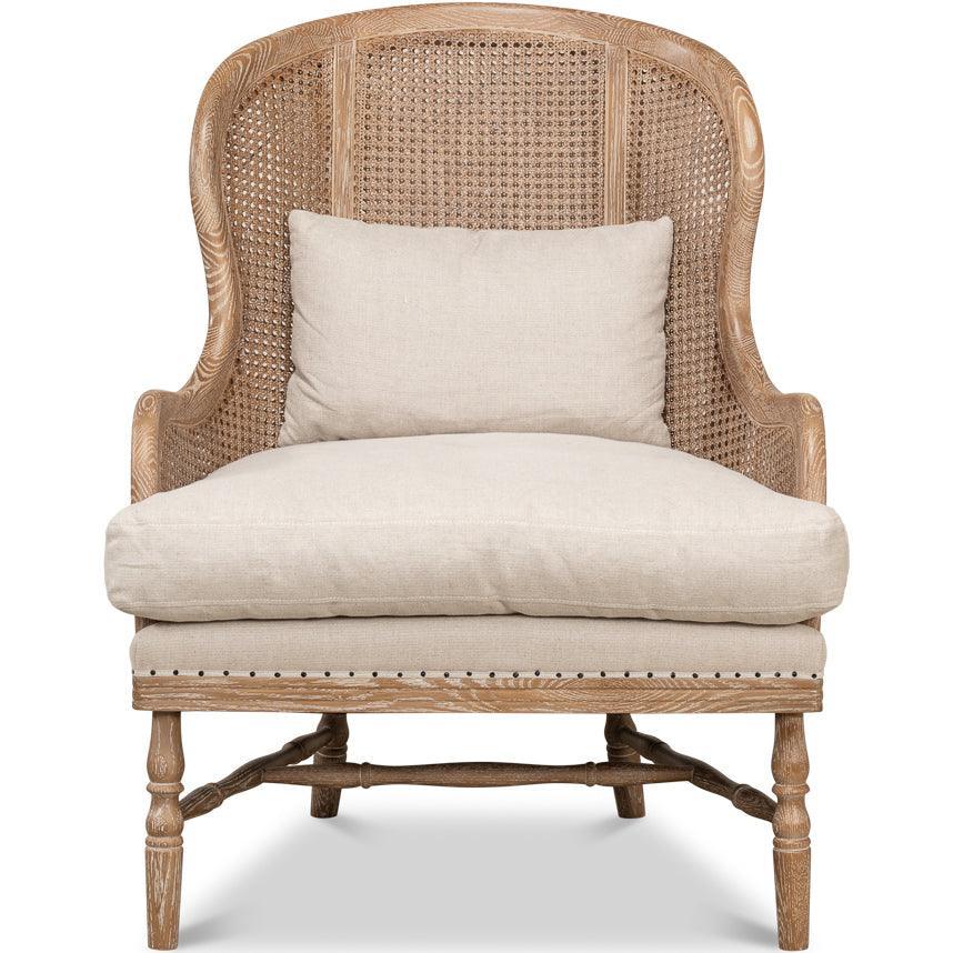 Fauteuil d'appoint en rotin à dossier arrondi