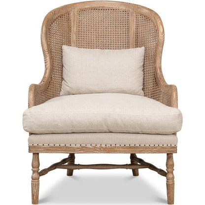 Fauteuil d'appoint en rotin à dossier arrondi