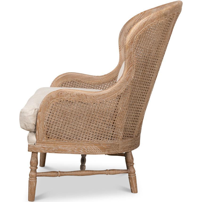 Fauteuil d'appoint en rotin à dossier arrondi