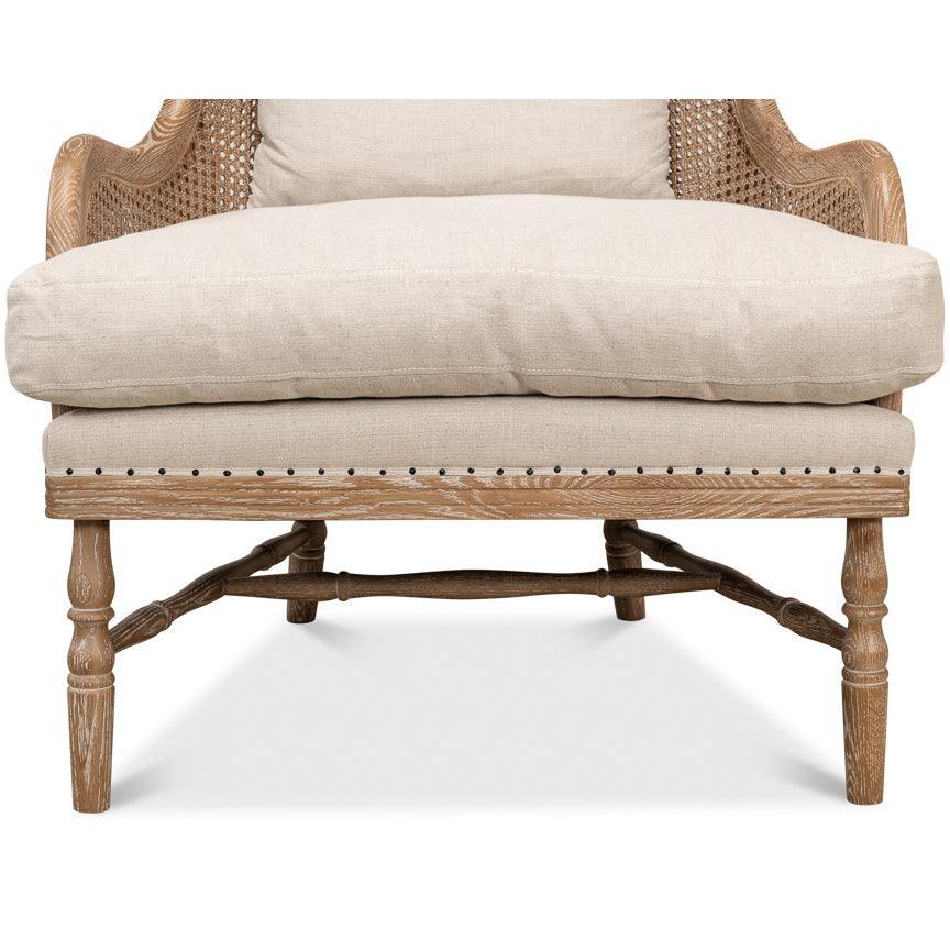 Fauteuil d'appoint en rotin à dossier arrondi