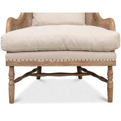 Fauteuil d'appoint en rotin à dossier arrondi