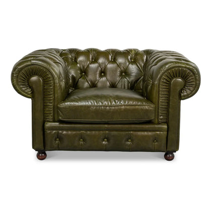 Fauteuil d'appoint Chesterfield vert capitonné