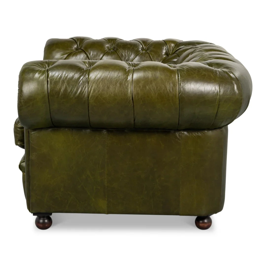 Fauteuil d'appoint Chesterfield vert capitonné