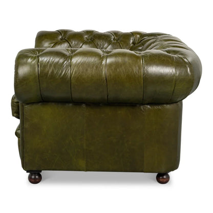 Fauteuil d'appoint Chesterfield vert capitonné