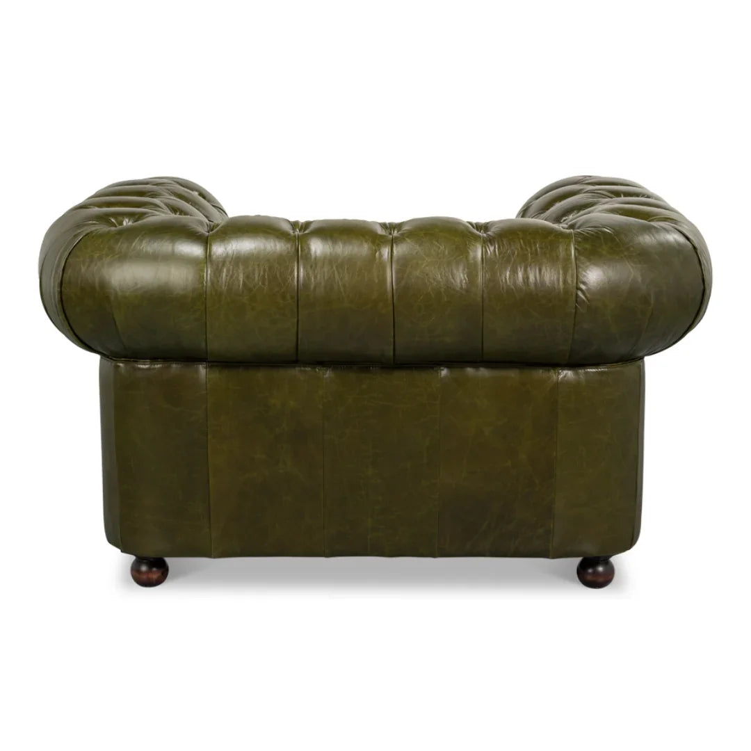 Fauteuil d'appoint Chesterfield vert capitonné