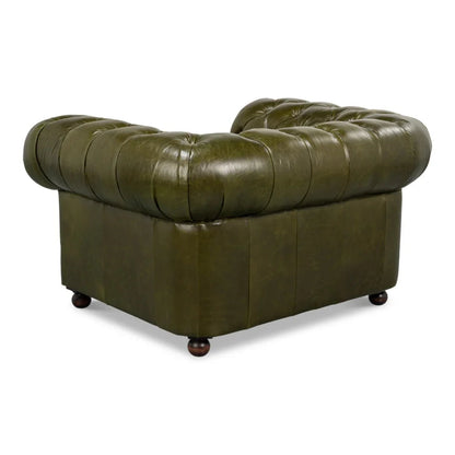 Fauteuil d'appoint Chesterfield vert capitonné