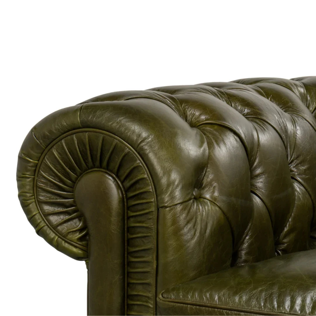 Fauteuil d'appoint Chesterfield vert capitonné