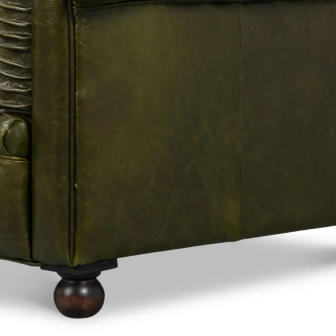 Fauteuil d'appoint Chesterfield vert capitonné