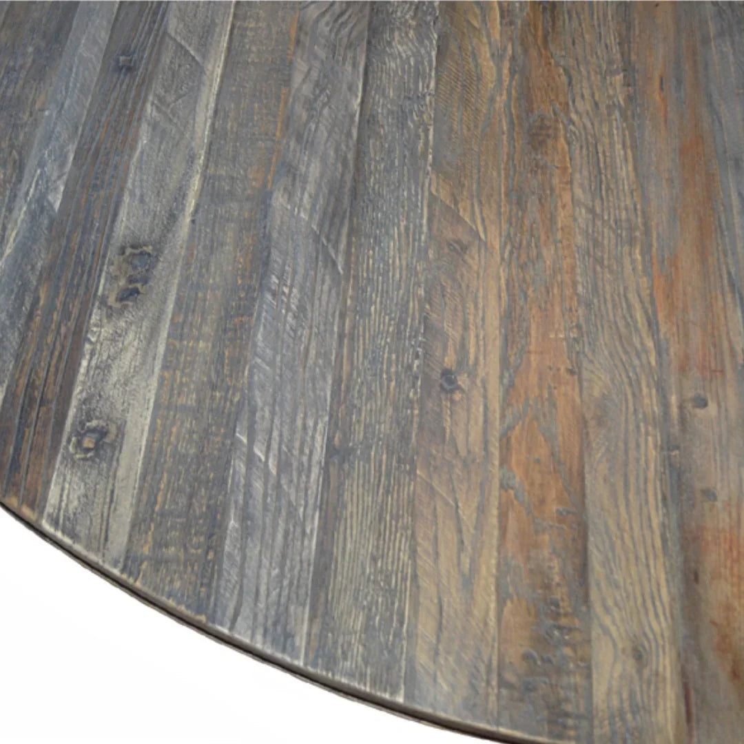 Table de salle à manger ronde en bois d'orme français