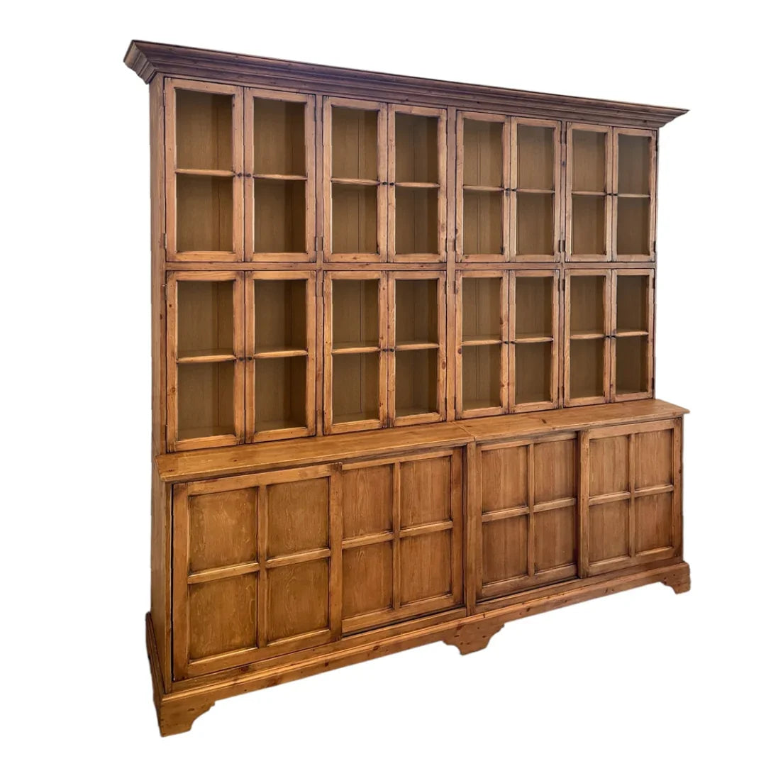Armoire rustique à grande porte vitrée