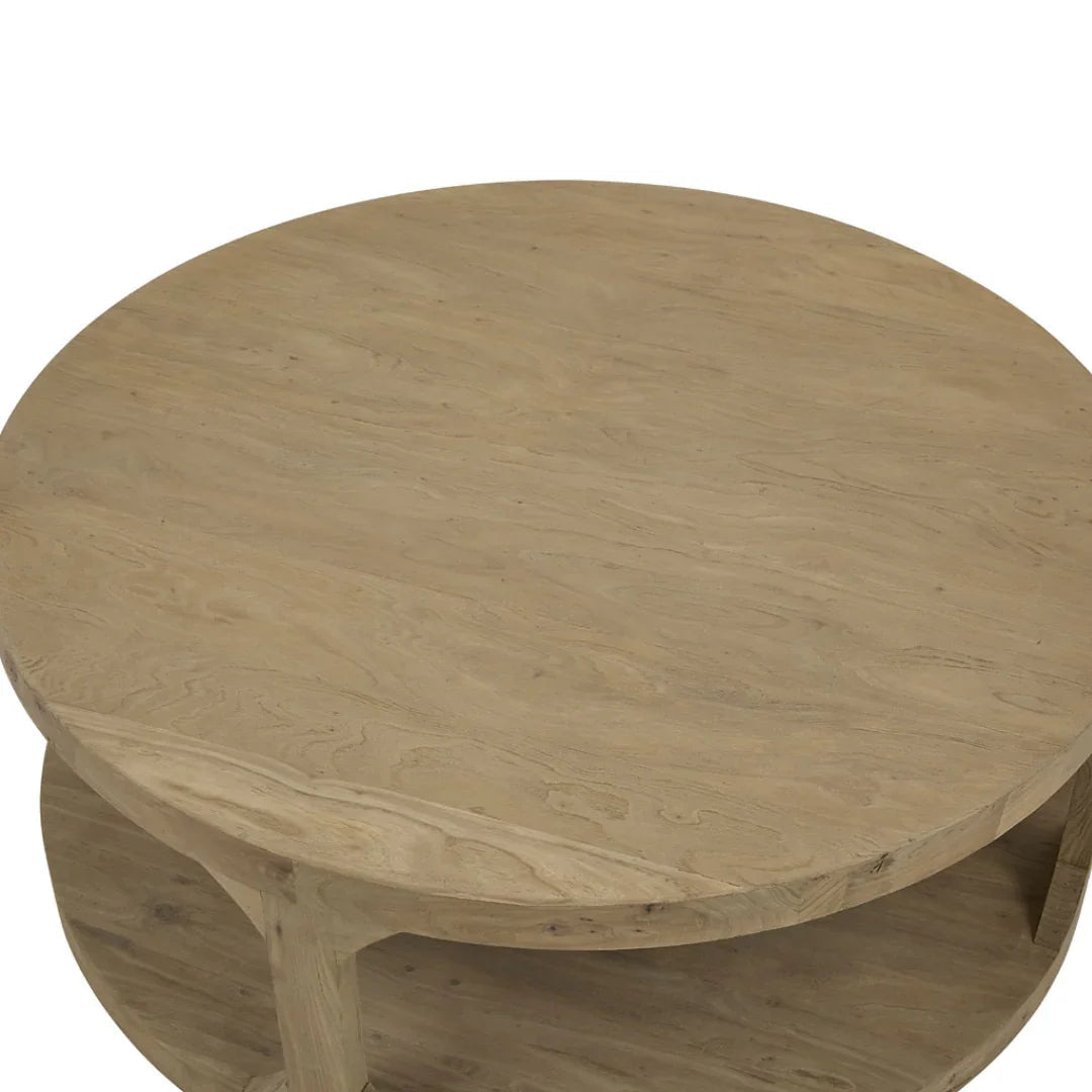 Table basse ronde rustique de style ferme