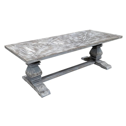 Table de salle à manger rustique en bois bleu vieilli