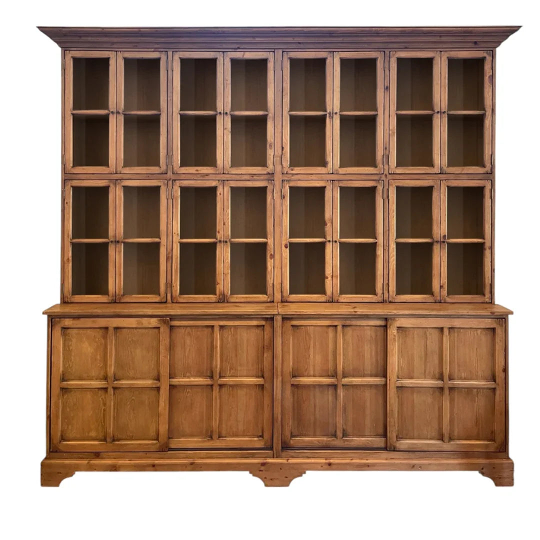 Armoire rustique à grande porte vitrée