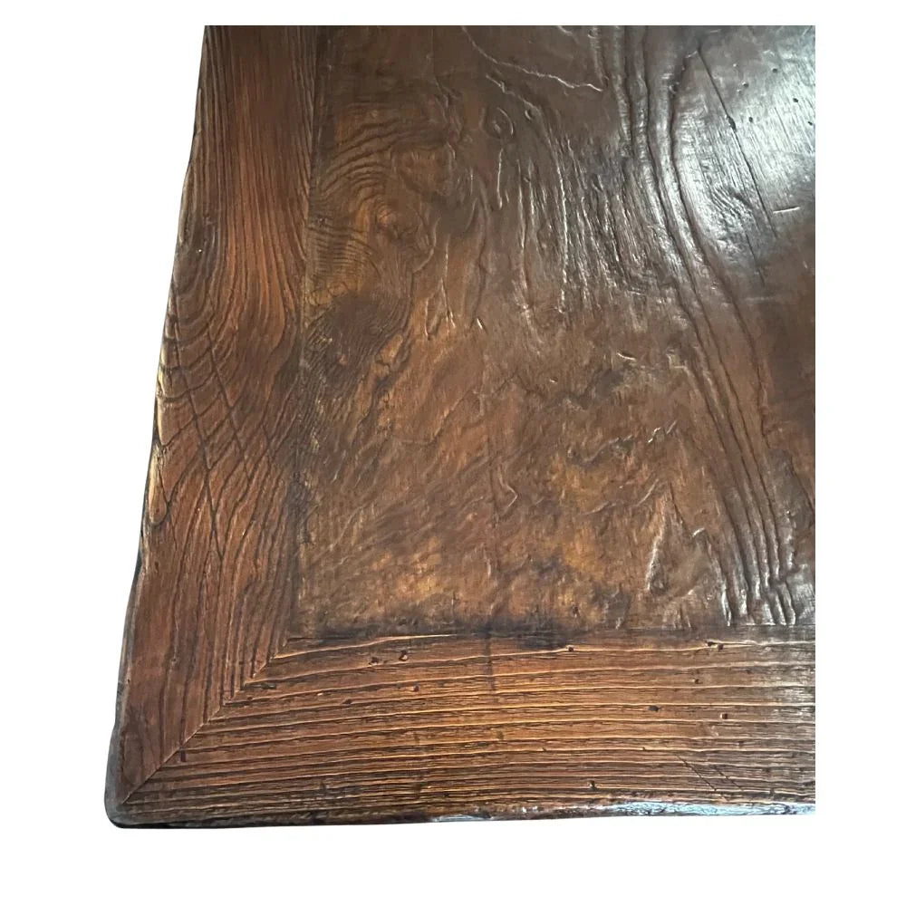 Longue table à manger rustique sur pied central