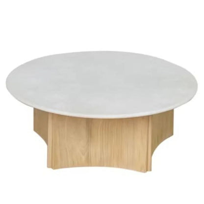 Table basse incurvée en teck et grès