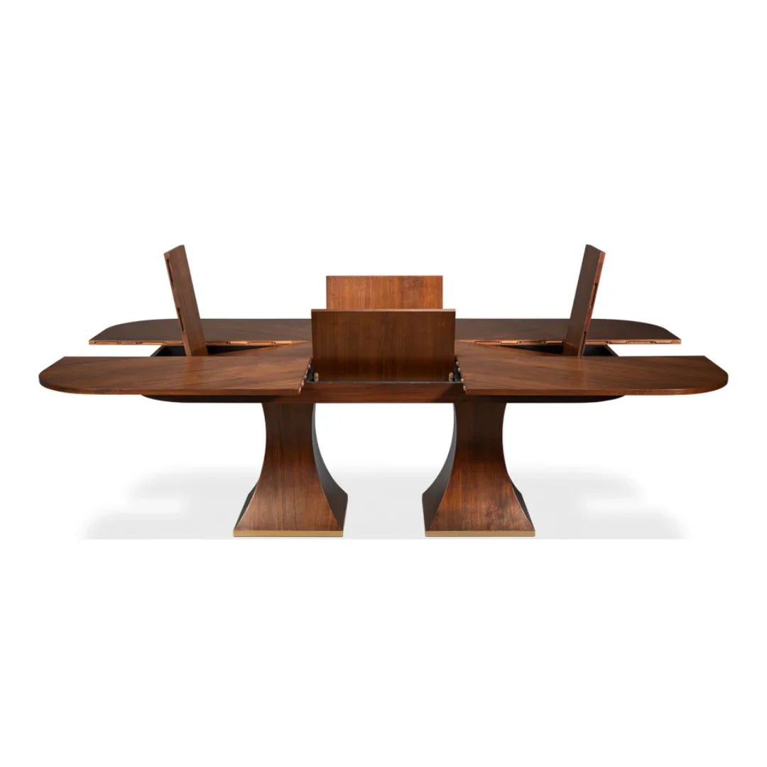 Table extensible Jupe en noyer sculpté