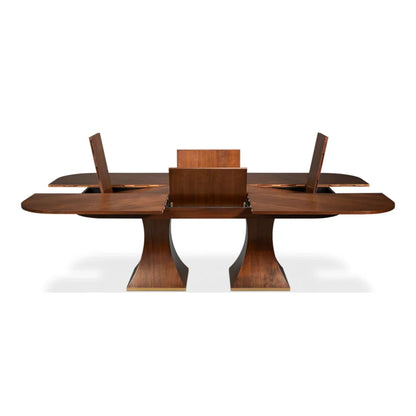 Table extensible Jupe en noyer sculpté