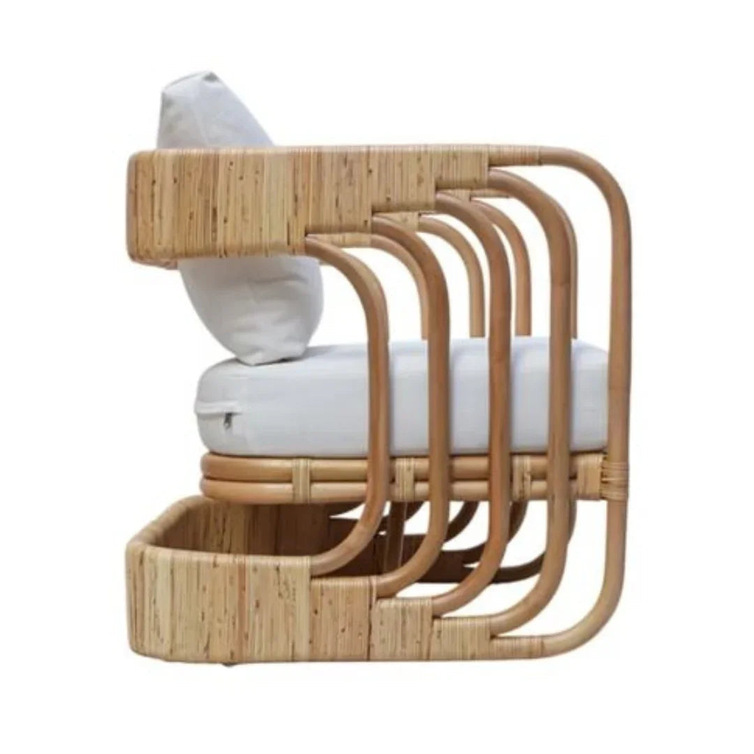 Fauteuil lounge sculptural en rotin