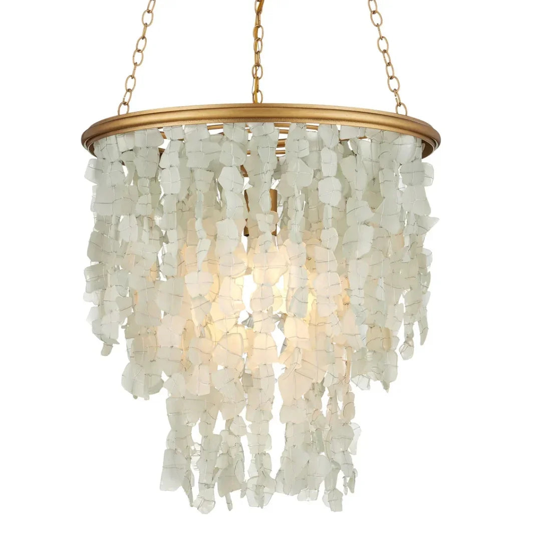 Lustre effet pluie en verre de mer