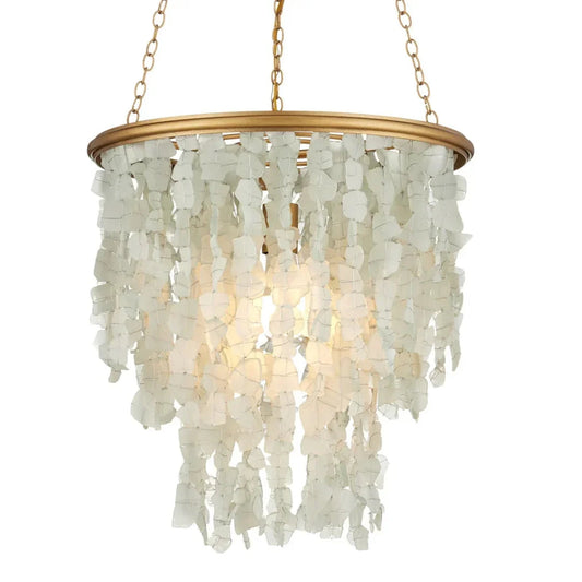 Lustre effet pluie en verre de mer