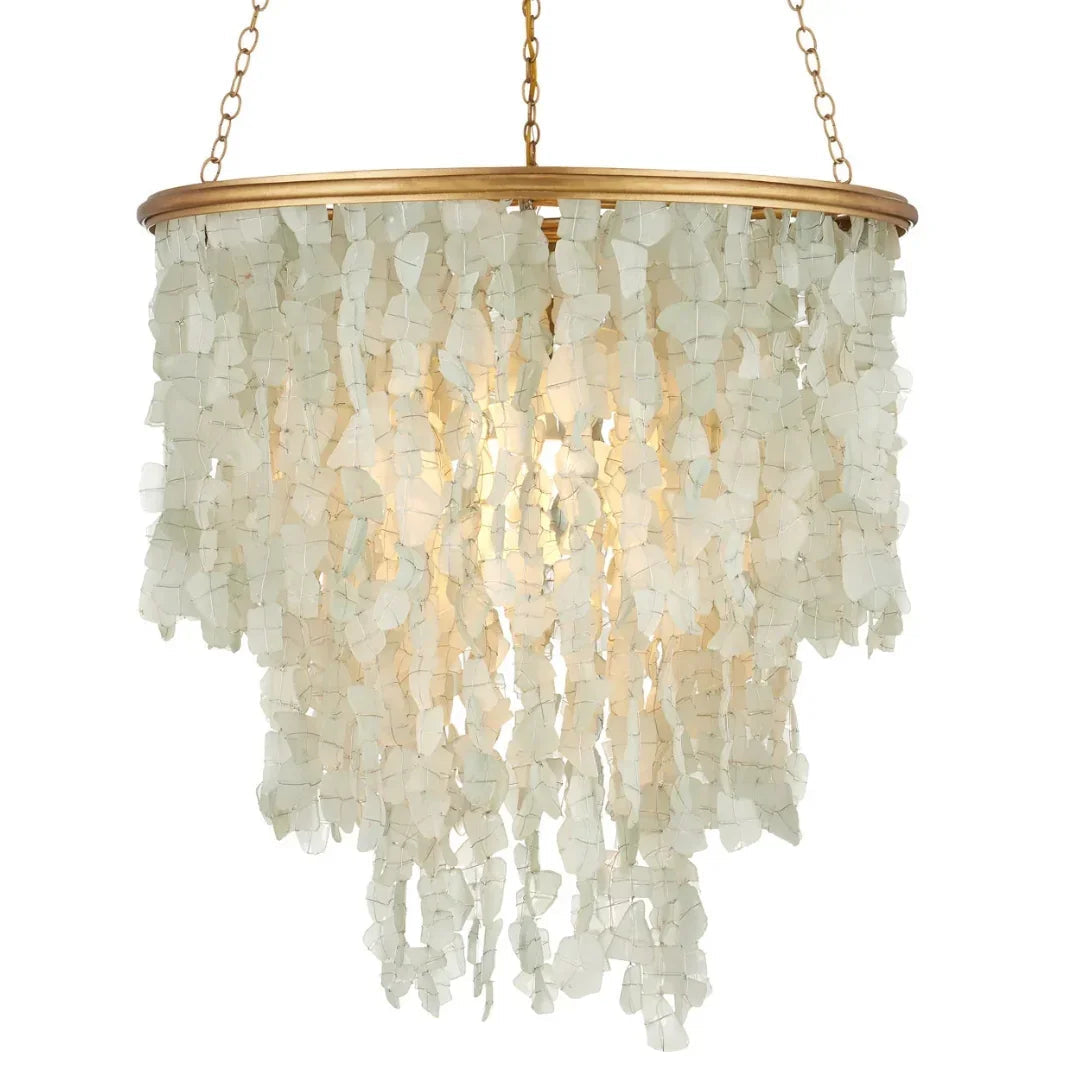 Lustre effet pluie en verre de mer