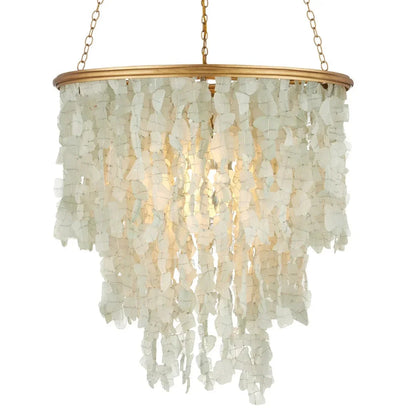 Lustre effet pluie en verre de mer